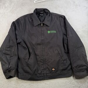 Dickies Jacket Mens Large Long Black Insulated Bomber Quilted Full Zip Workwear